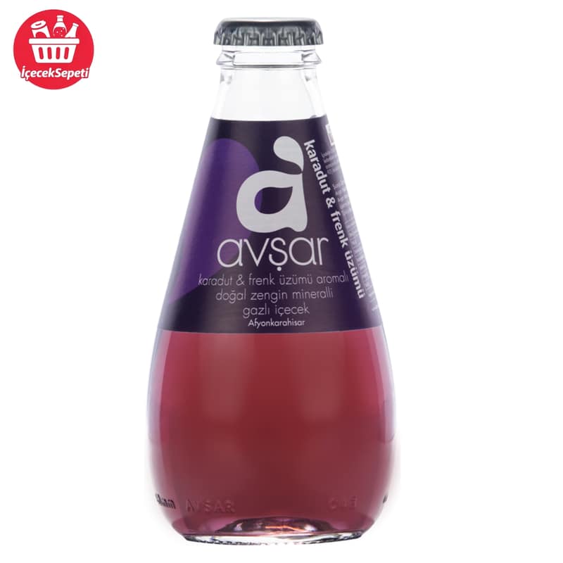 AVŞAR MEYVELİ MADEN SUYU KARADUT VE FRENK ÜZÜMÜ  200 ML * 24 ADET